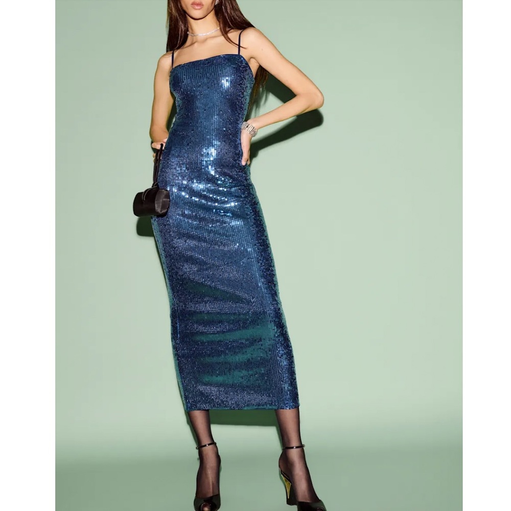 Reformation Elise Sequin Midi Dress, NEW
